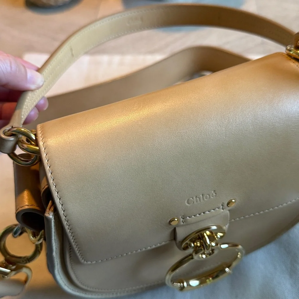 CHLOE Tess Calfskin Leather Crossbody Bag in Bleached Brown w Gold Hardware EUC - Picture 9 of 16